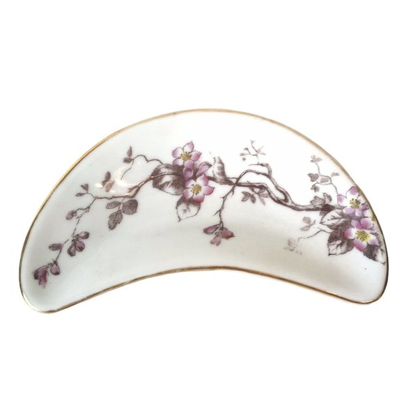 Vintage Bone Dish Set Austrian Karlsbad BBD Cherry Blossom 7" x 3.25" Porcelain - Picture 2 of 7